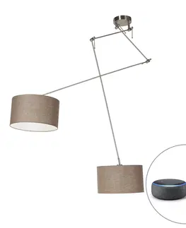 Zavesne lampy Inteligentné oceľové závesné svietidlo s tienidlom 35 cm hnedé vrátane 2 Wifi A60 - Blitz