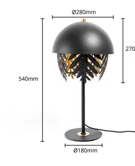 Stolové lampy Lucande Stolná lampa Lucande Aparas listový vzhľad, čierno-zlatá