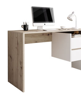 Písacie a pracovné stoly KONDELA Tulio písací stôl dub artisan / biely mat