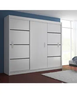 Šatníkové skrine Skriňa s posúvacími dverami, biela/čierna, MERINA 250