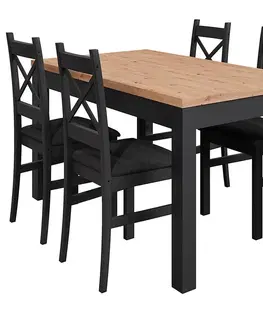 Súpravy stôl a stoličky v podkrovnom štýle Jedálenská zostava Mini čierna/artisan