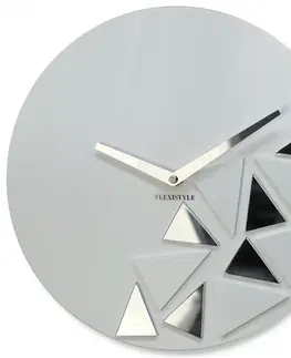 Hodiny Nástenné akrylové hodiny Triangles Flex z205-2, 30 cm, biele matné
