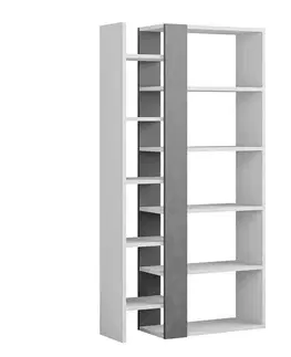 Regály Designová knižnica ZAPHIRA, biela / retro šedá