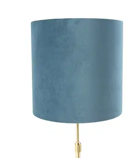 Stolove lampy Stolová lampa zlatá / mosadz s velúrovým odtieňom modrá 25 cm - Parte