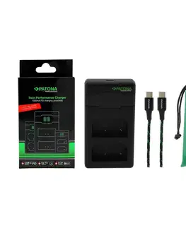 Predlžovacie káble PATONA PATONA - Rýchlonabíjačka Dual Olympus BLX-1 + kábel USB-C 0,6m 