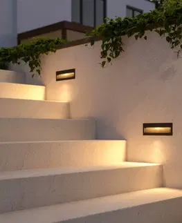 Vonkajšie zapustené svietidlá Lucande Tmavé zapustené LED svietidlo Loya montáž na stenu