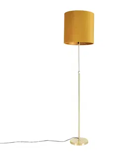 Stojace lampy Stojacia lampa zlatá / mosadz so zamatovým odtieňom žltá 40/40 cm - Parte