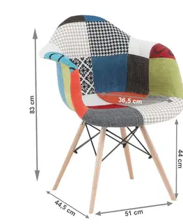 Jedálenské stoličky KONDELA Tobo 3 New jedálenská stolička vzor patchwork / buk