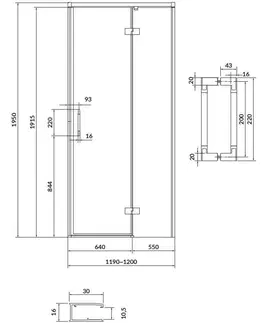 Sprchovacie kúty CERSANIT/S - Sprchovací kút LARGA 120x80 čierny, pravý, číre sklo S932-126/80