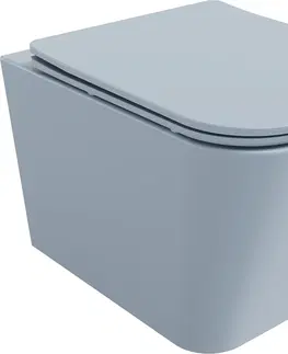 Záchody MEXEN - Teo Závesná WC misa Rimless vrátane sedátka s slow, Duroplast, šedomodrá mat 30854069
