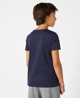 nohavice Chlapčenské tričko 100 na cvičenie modré
