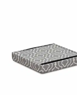 Taburetky KONDELA Marlo taburetka s úložným priestorom sivá / biely vzor