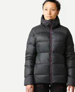 bundy a vesty Dámska páperová bunda MT900 na horskú turistiku s kapucňou do -18 °C čierna