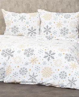 Obliečky 4Home Flanelové obliečky Frosty snowflakes, 140 x 220 cm, 70 x 90 cm