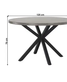 Jedálenské stoly KONDELA Medor okrúhly jedálenský stôl betón / čierna
