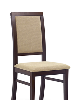 Jedálenské stoličky HALMAR Sylwek 1 jedálenská stolička tmavý orech / béžová