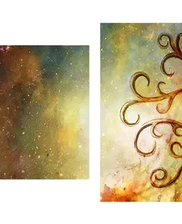 Abstraktné obrazy 5-dielny obraz strom života s abstrakciou vesmíru