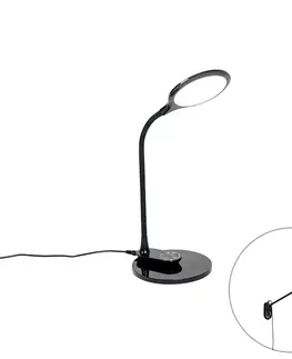 Stolove lampy Stolové a nástenné svietidlo čierne vrátane LED s dotykovým stmievačom - Joni