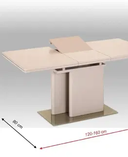 Jedálenské stoly Jedálenský rozkladací stôl, capuccino extra vysoký lesk, 120-160x80 cm, VIRAT