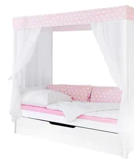 Atypické detské postele Posteľ S Nebesami Lino Záves Ružovo-Biely