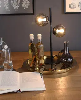 Stolové lampy Eco-Light Stolová lampa Neptun čierna s 2 dymovými guľami