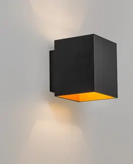 Nastenne lampy Dizajnové nástenné svietidlo čierno-zlaté štvorcové - Sola