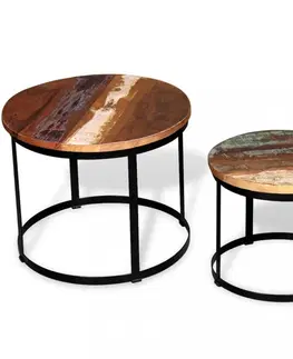 Konferenčné stolíky Konferenčný stolík 2 ks drevo / kov Dekorhome Recyklované drevo