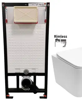 Záchody DEANTE Podstavný rám, pre závesné WC misy bez tlačidla + WC REA Raul Rimless + SEDADLO CST_WC01 X RA1