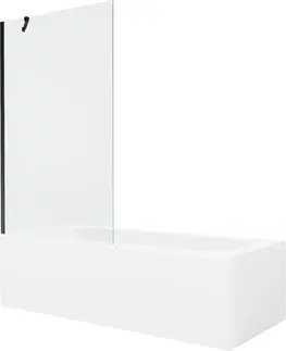 Sprchové dvere MEXEN/S - Vega obdĺžniková vaňa 160 x 70 cm s panelom + vaňová zástena 100 cm, transparent, čierna 550116070X9510000070