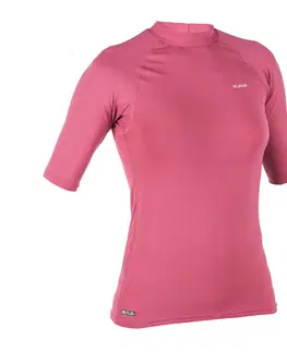 surf Dámske tričko 100 na surfovanie s UV ochranou a krátkym rukávom ružové