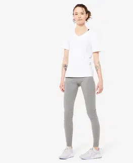 nohavice Dámske legíny na fitnes Slim Fit+ 500 – sivé
