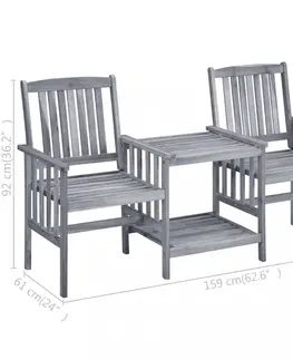 Zahradné stoličky Zaradné stoličky so stolíkom akácia / látka Dekorhome Antracit