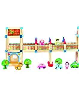 Drevené hračky Bino Drevená stavebnica Veľký zámok, 268 dielikov