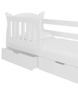 Postele NABBI Leya detská posteľ s matracom a úložným priestorom 80x160 cm biela