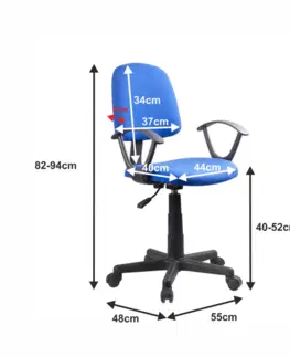 Kancelárske stoličky KONDELA Tamson kancelárska stolička s podrúčkami modrá / čierna