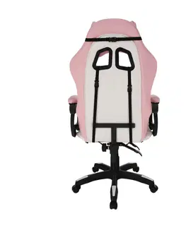 Herné kreslá Kancelárske/herné kreslo s RGB LED podsvietením, ružová/biela, JOVELA