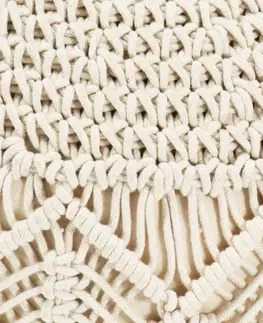 Taburety a podnožky Ručně pletený taburet Dekorhome Krémová