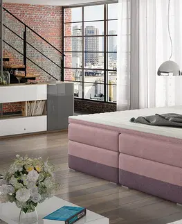 Postele NABBI Dalino 180 čalúnená manželská posteľ s úložným priestorom ružová / fialová