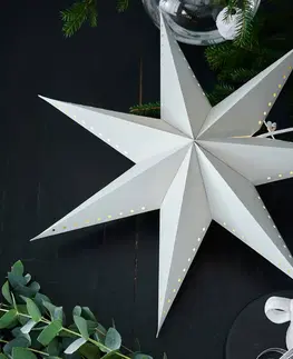 Vianočné svetelné hviezdy Markslöjd Živá dekoratívna hviezda, závesná, sivá, Ø 60 cm