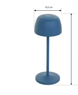 Vonkajšie osvetlenie terasy Lindby Lindby Arietty stolová LED lampa s batériou, modrá