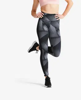 nohavice Dámske legíny 120 na fitness čierno-sivé