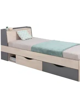 Jednolôžkové postele Posteľ  Delta 94 DL14 dub/antracit