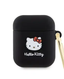 Slúchadlá Hello Kitty Silikónový 3D Kitty Head Logo obal pre Apple AirPods 12, čierny 57983116937