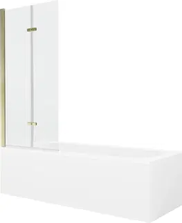 Sprchové dvere MEXEN/S - Vega obdĺžniková vaňa 180 x 80 cm s panelom + vaňová zástena 80 cm, transparent, zlatá 550118080X9208025000