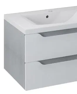 Kúpeľňový nábytok SAPHO - WAVE umývadlová skrinka 79,7x45x47,8cm, biela/dub strieborný WA080-3011