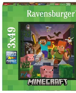 Hračky puzzle RAVENSBURGER - Minecraft Biomes 3x49 dielikov