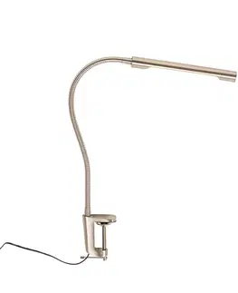 Stolove lampy Upínacia stolová lampa oceľová vrátane LED s dotykovým stmievačom - Lionard