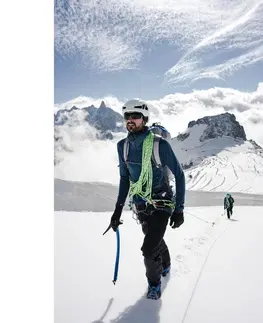 alpinizmus Pánska mikina Alpinism s kapucňou z vlny merino modrá