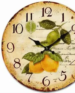 Hodiny Drevené nástenné hodiny Vintage lemons, pr. 34 cm