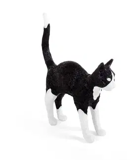 Vnútorné dekoratívne svietidlá SELETTI Stolová LED lampa Jobby The Cat, čierno-biela